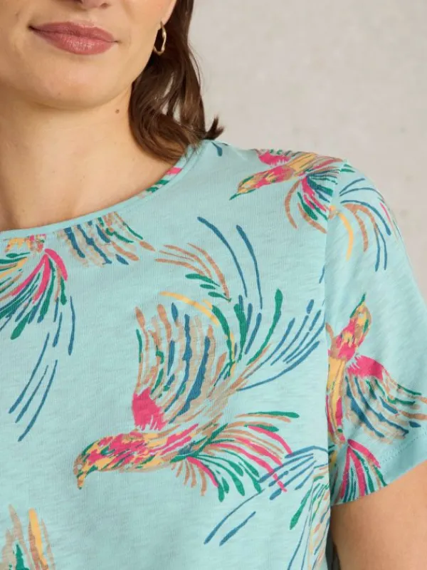 ABBIE CREW NECK TEE in BLUE PRINT<White Stuff Discount