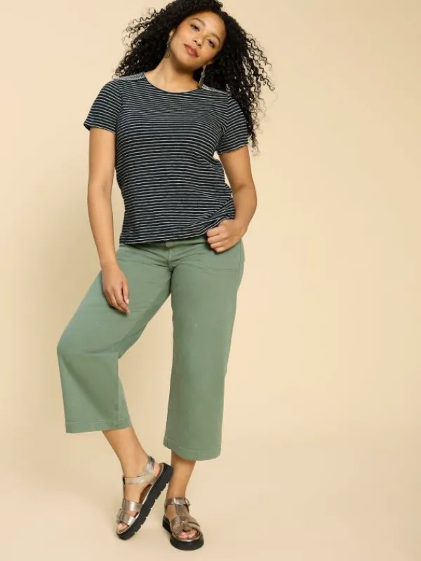 ABBIE EMBROIDERED STRIPE TEE in IVORY MULTI<White Stuff New