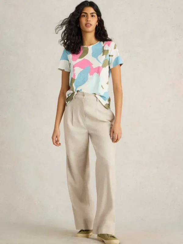 ABBIE SHORT SLEEVE TEE in PINK PRINT<White Stuff Discount