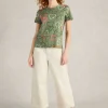 ABBIE SHORT SLEEVE TEE in GREEN PRINT<White Stuff Online