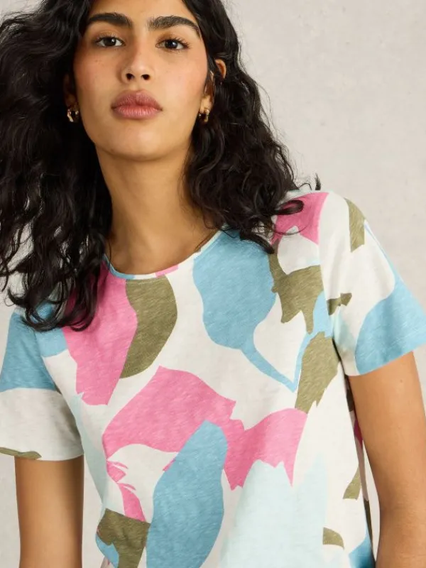 ABBIE SHORT SLEEVE TEE in PINK PRINT<White Stuff Discount