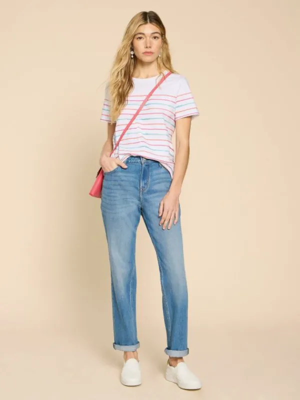 ABBIE STRIPE TEE in IVORY MULTI<White Stuff Sale