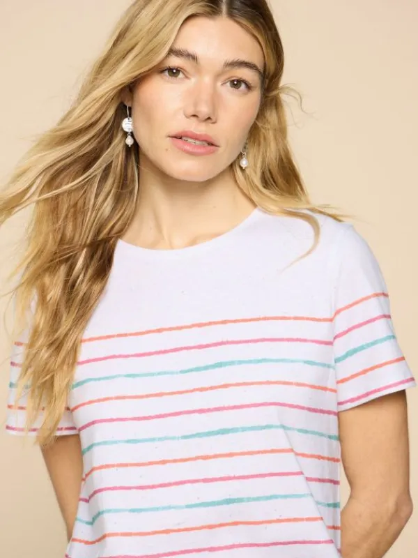 ABBIE STRIPE TEE in IVORY MULTI<White Stuff Sale