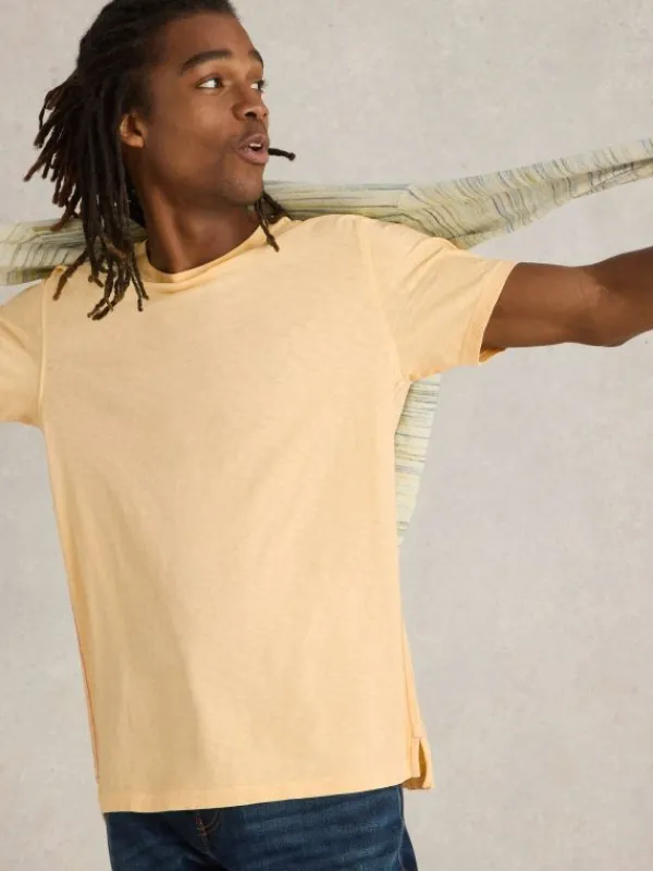 Abersoch Crew Neck Tee in LIGHT YELLOW<White Stuff Clearance