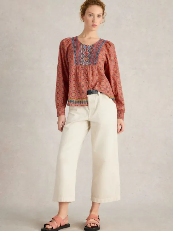 Abigail Embroidered Top in PINK MULTI<White Stuff Fashion