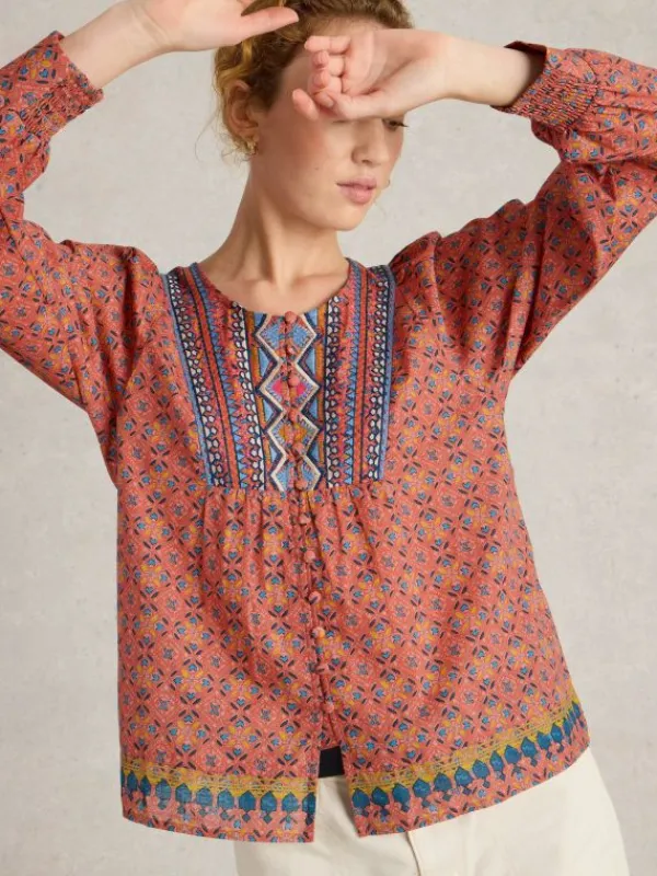 Abigail Embroidered Top in PINK MULTI<White Stuff Fashion