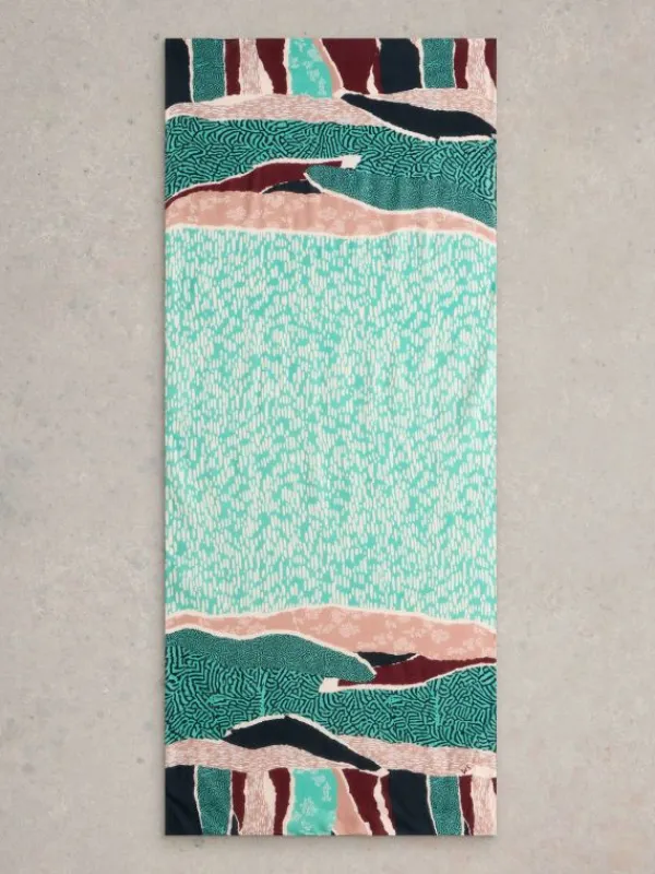 Abstract Patchwork Scarf in BRIGHT TEAL<White Stuff Online
