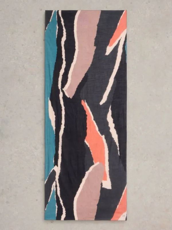 Abstract Print Scarf in BLACK MULTI<White Stuff Online