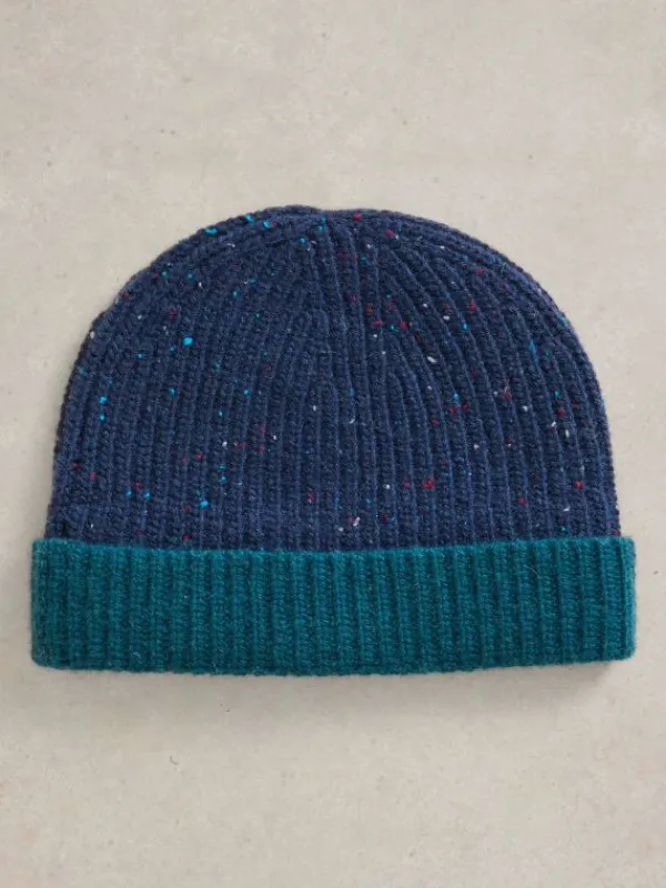 Albie Rib Knit Beanie in NAVY MULTI<White Stuff Fashion