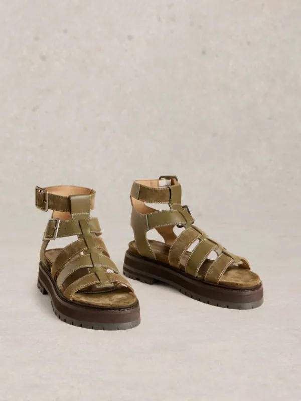 Alexa Gladiator Sandal in KHAKI GREEN<White Stuff Sale