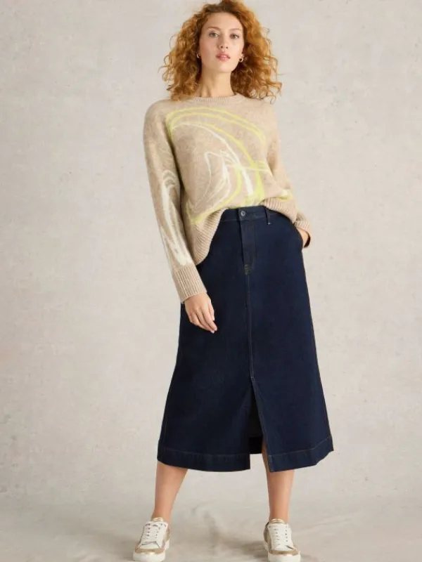 Allie Midi Skirt Denim in DK DENIM<White Stuff Fashion