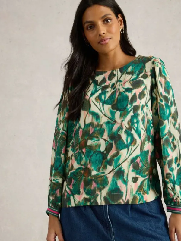 Angie Top  in GREEN PRINT<White Stuff Hot