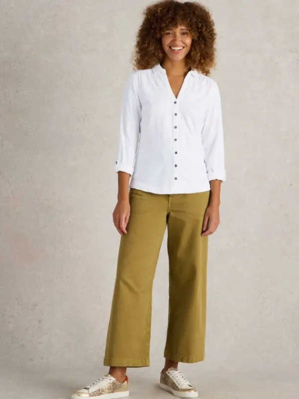 ANNIE BRODERIE JERSEY SHIRT in BRILLIANT WHITE<White Stuff Best