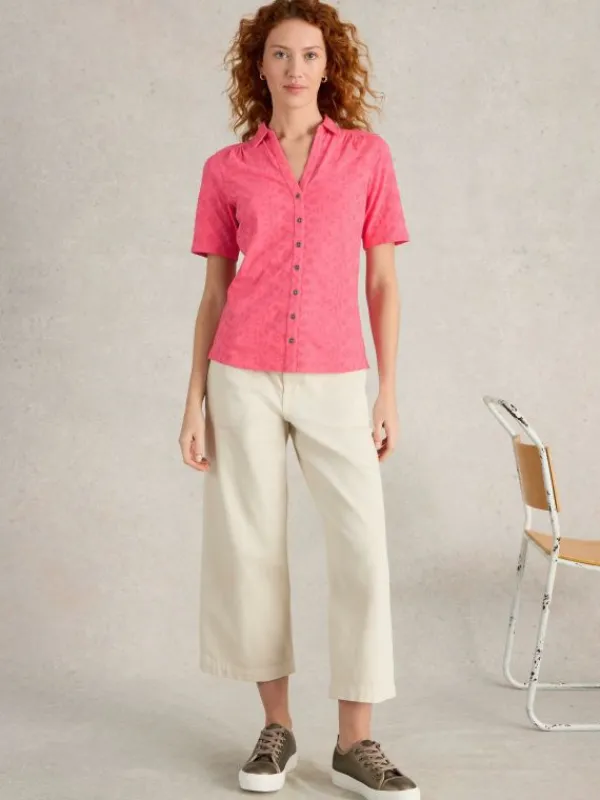 ANNIE BRODERIE SHIRT in BRIGHT PINK<White Stuff Fashion