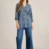 ANNIE COLLARED LONGLINE SHIRT in BLUE PRINT<White Stuff Best