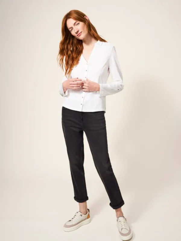 Annie Cotton Jersey Shirt in BRILLIANT WHITE<White Stuff New