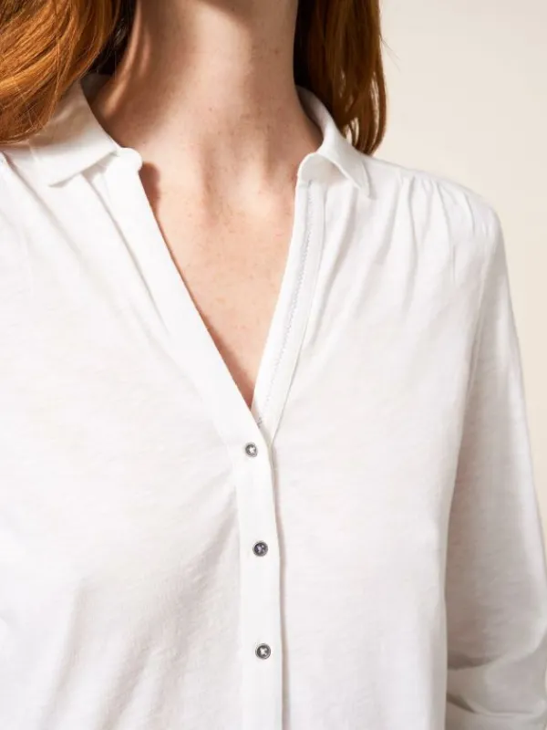 Annie Cotton Jersey Shirt in BRILLIANT WHITE<White Stuff New