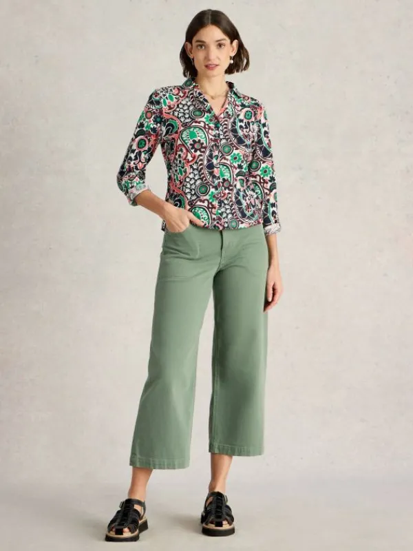 ANNIE JERSEY COLLARED SHIRT in NATURAL PRINT<White Stuff Hot