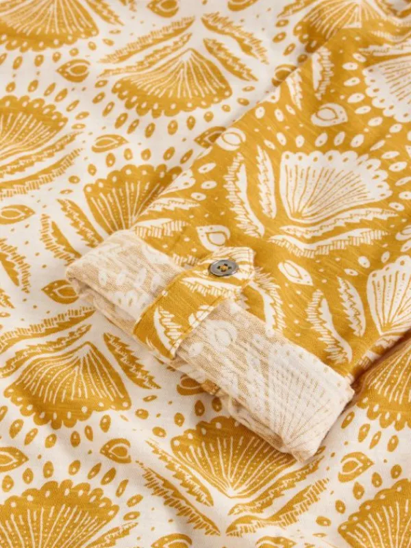 ANNIE JERSEY COLLARED SHIRT in CHARTREUSE PRINT<White Stuff Online