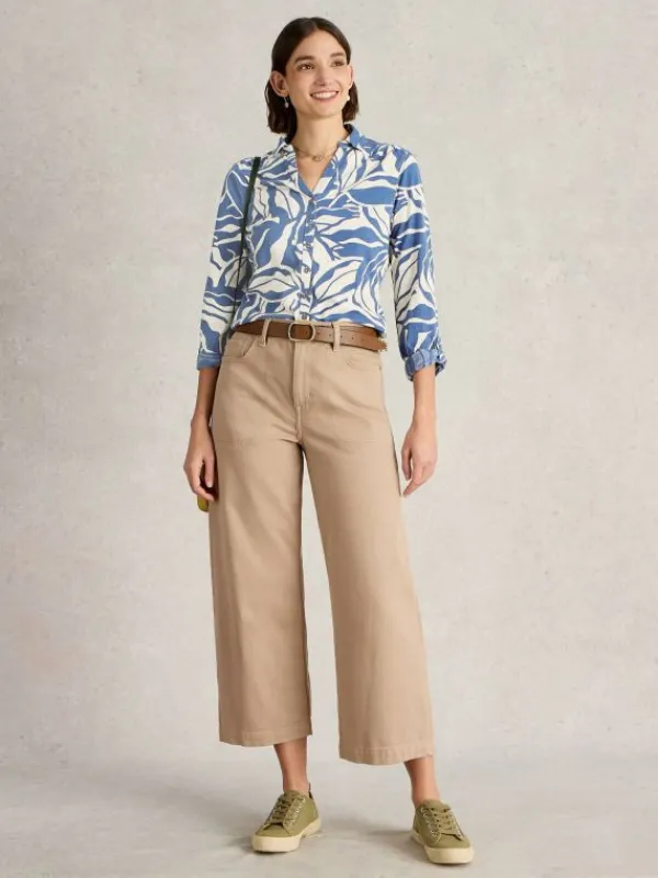 ANNIE JERSEY COLLARED SHIRT in NAVY MULTI<White Stuff Outlet