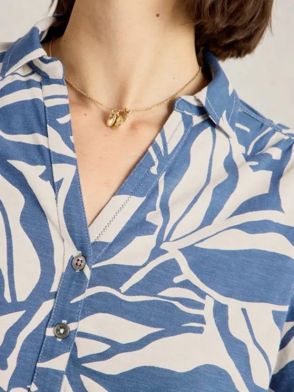 ANNIE JERSEY COLLARED SHIRT in NAVY MULTI<White Stuff Outlet