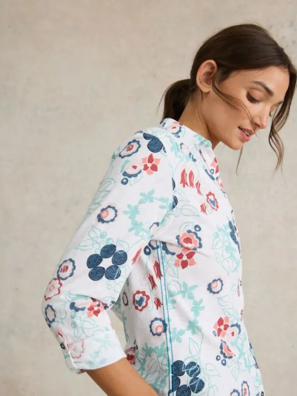 ANNIE JERSEY LONG SLEEVE SHIRT in WHITE PRINT<White Stuff New