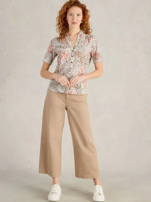 ANNIE JERSEY SHORT SLEEVE SHIRT in GREY PRINT<White Stuff Fashion