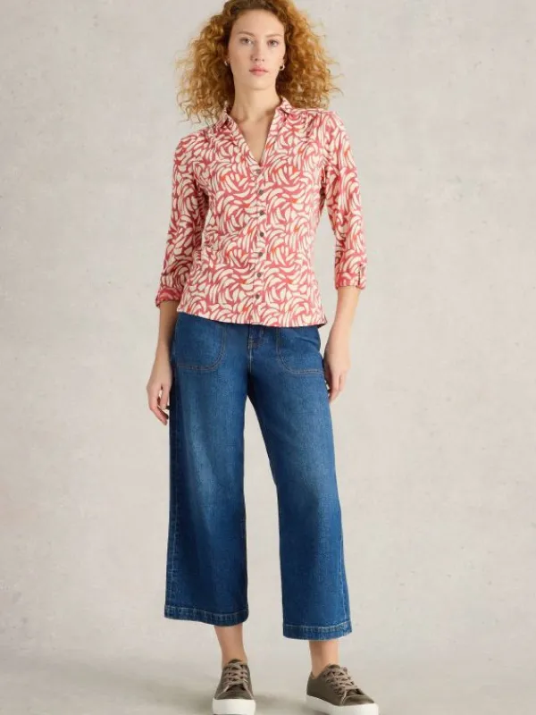 ANNIE LONG SLEEVE JERSEY SHIRT in PINK MULTI<White Stuff Sale