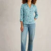 ANNIE LONG SLEEVE JERSEY SHIRT in TEAL PRINT<White Stuff Best