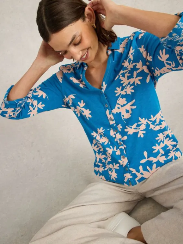 ANNIE LONG SLEEVE JERSEY SHIRT in PINK PRINT<White Stuff New