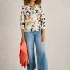ANNIE MID SLEEVE JERSEY SHIRT in IVORY PRINT<White Stuff Clearance