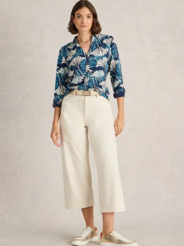 ANNIE MID SLEEVE JERSEY SHIRT in BLUE PRINT<White Stuff Best