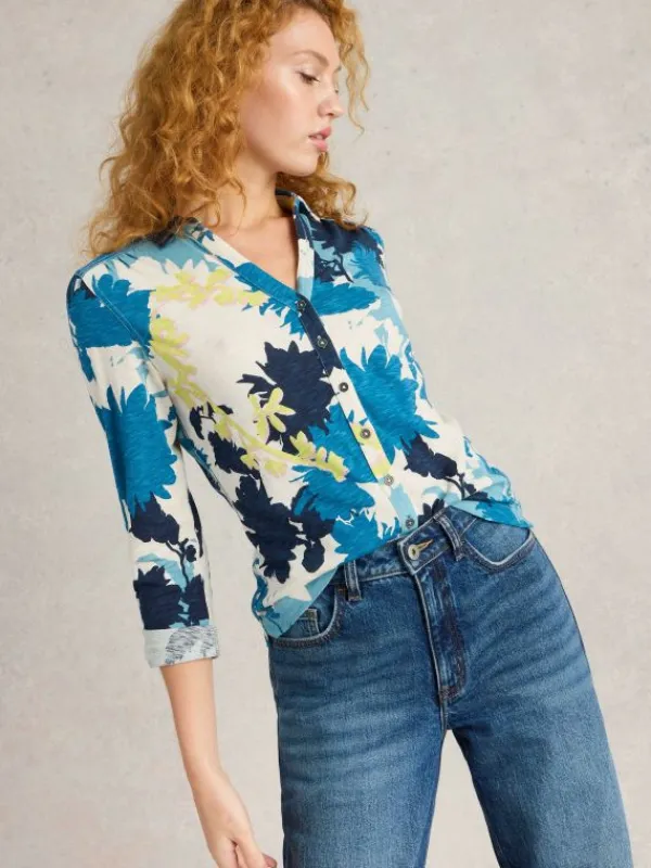 ANNIE MID SLEEVE JERSEY SHIRT in WHITE MULTI<White Stuff New
