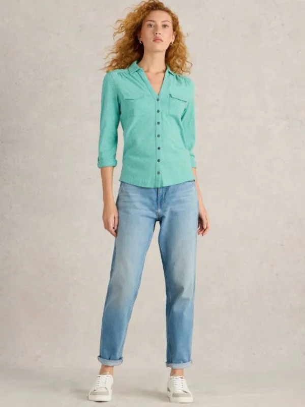 ANNIE POCKET JERSEY SHIRT in BRIGHT BLUE<White Stuff Discount