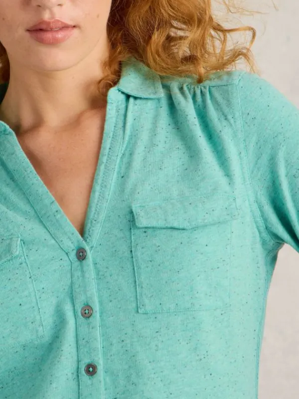 ANNIE POCKET JERSEY SHIRT in BRIGHT BLUE<White Stuff Discount