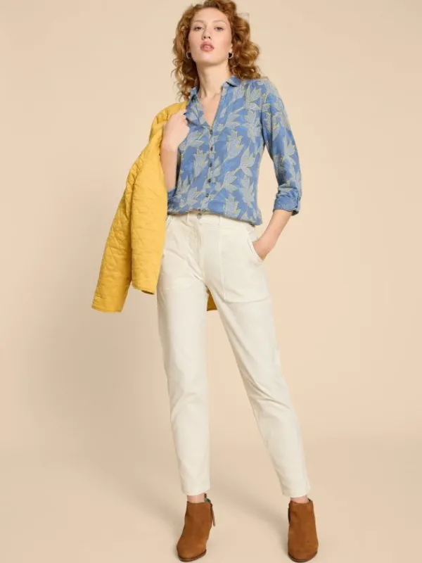 ANNIE PRINTED COTTON SHIRT in BLUE MULTI<White Stuff Fashion