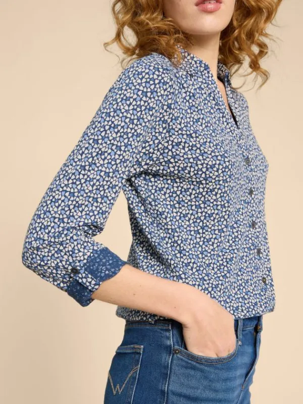 ANNIE PRINTED SHIRT in BLUE PRINT<White Stuff Sale