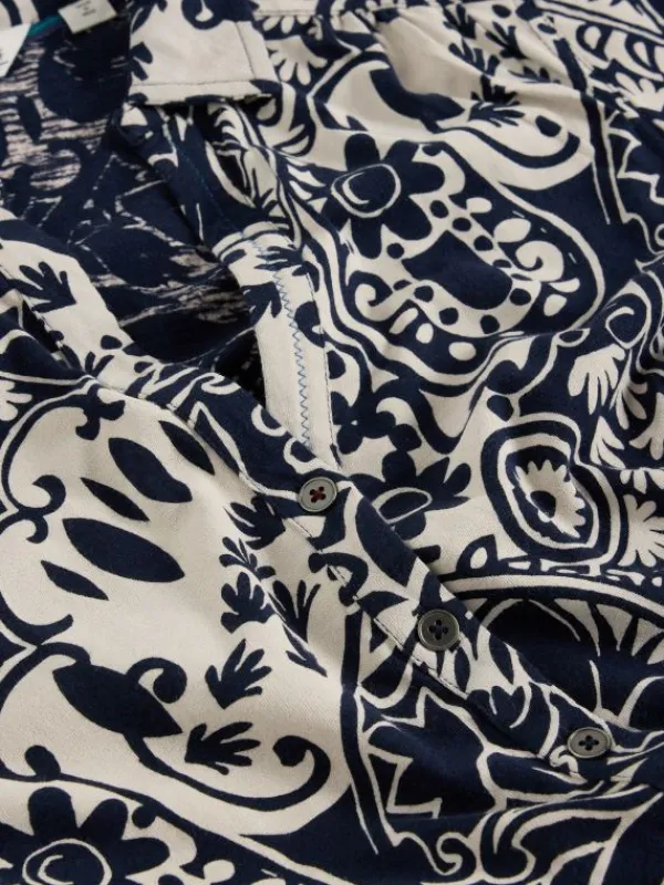 ANNIE SS JERSEY SHIRT in NAVY PRINT<White Stuff Clearance
