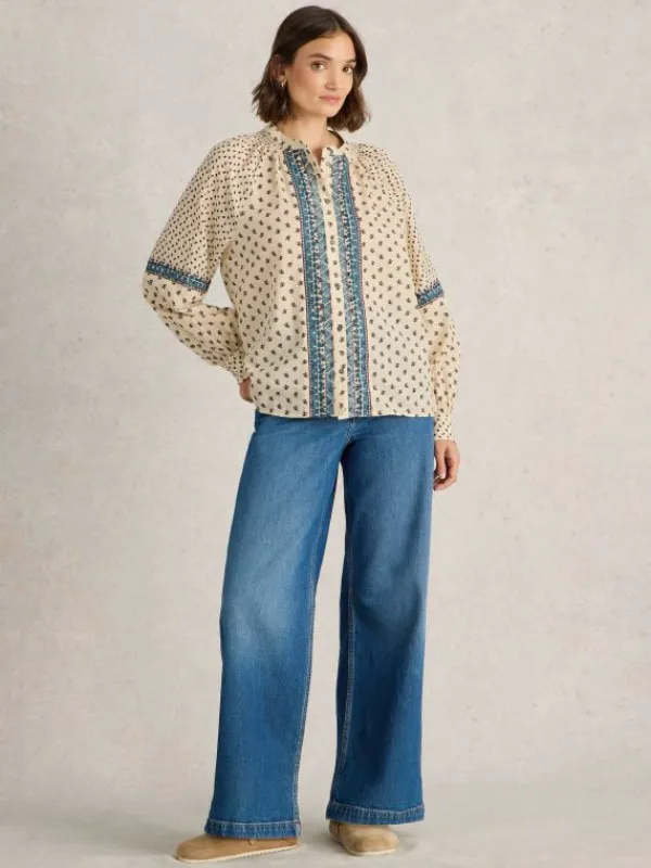 Ari Embroidered Shirt in IVORY MULTI<White Stuff Discount