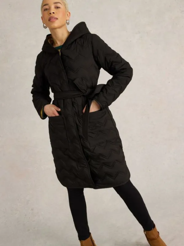 Arlet Quilted Coat in PURE BLACK<White Stuff Clearance