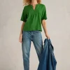 Ash Linen Blend Top in MID GREEN<White Stuff Sale