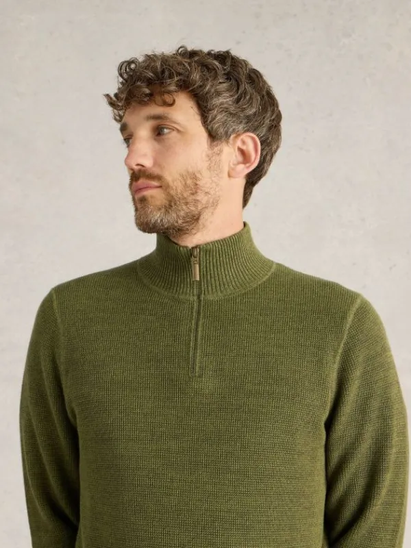 Attadale Funnel Neck Jumper in KHAKI GREEN<White Stuff Outlet