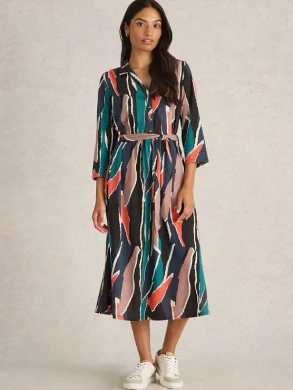 Ava Jersey Shirt Dress in BLACK MULTI<White Stuff Discount