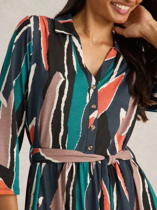 Ava Jersey Shirt Dress in BLACK MULTI<White Stuff Discount