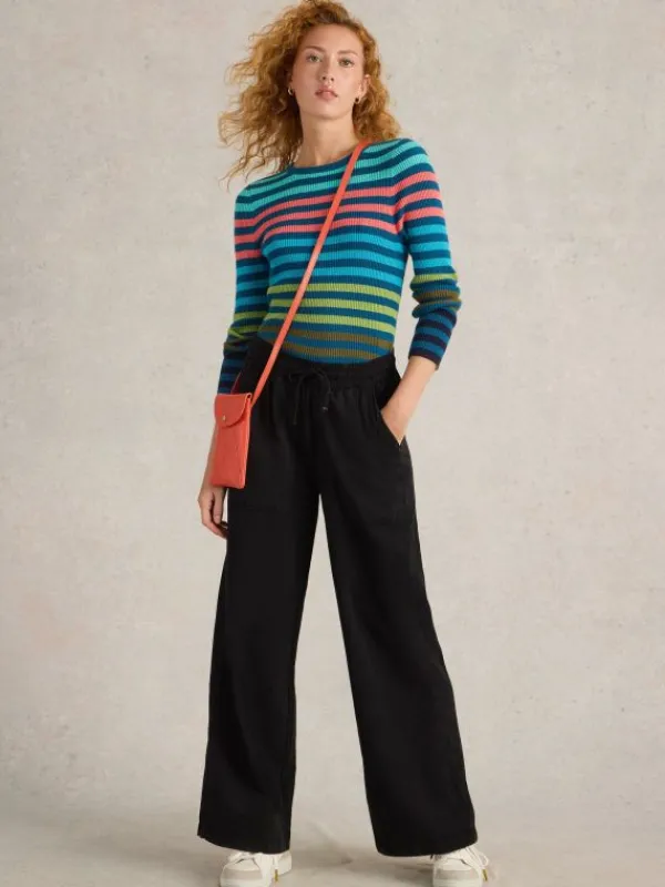 Ava Wide Leg Jersey Jogger  in PURE BLACK<White Stuff New