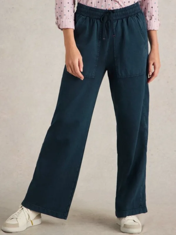 Ava Wide Leg Jersey Jogger  in MID DENIM<White Stuff Online