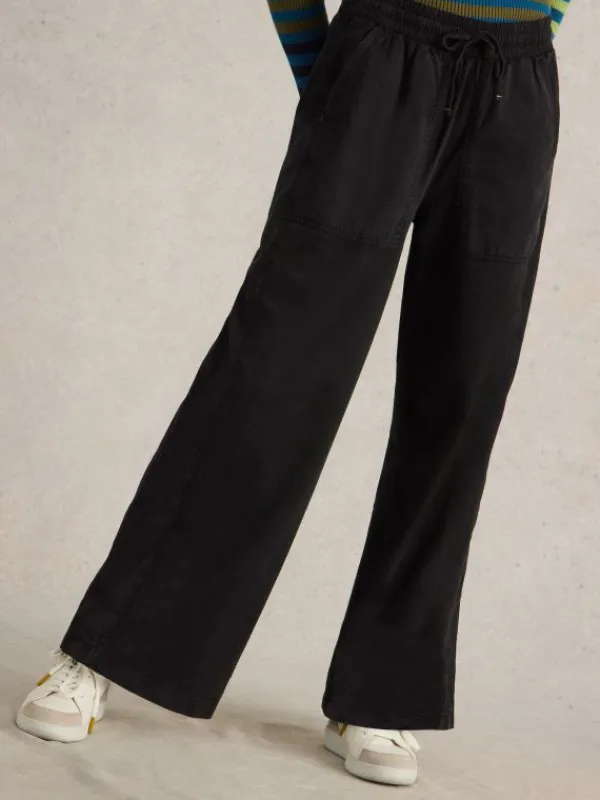 Ava Wide Leg Jersey Jogger  in PURE BLACK<White Stuff New