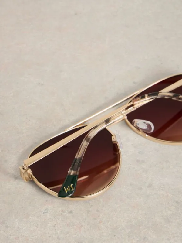 Aviator Sunglasses in GOLD TONE METALLIC<White Stuff Best
