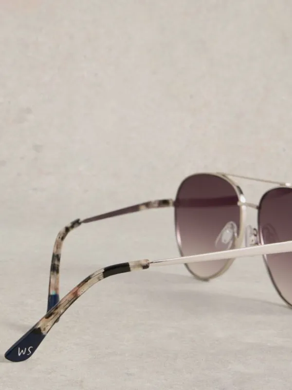 Aviator Sunglasses in SILVER TONE METALLIC<White Stuff New