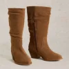 Azalea Mid Slouch Suede Boot in MID TAN<White Stuff Clearance